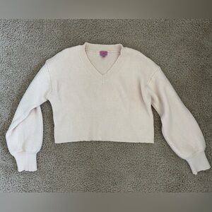 Cream Ribbed Knit Sweater